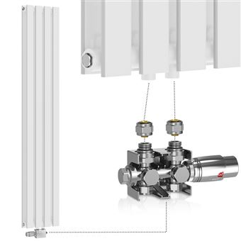 Radiateur Vertical Aquamarin Double Panneau 8 Colonnes Montage Mural Blanc 1600x304x69 mm - 1
