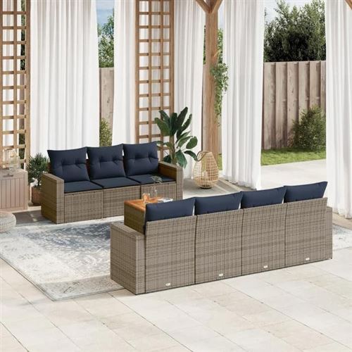 vidaXL - Salon de jardin - 8 pièces - Gris - Image 2