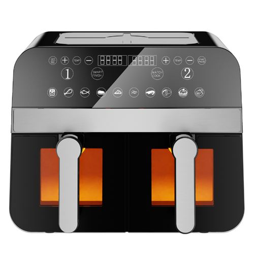 Friteuse à air chaud Airfryer numérique double panier Noire 2400W avec fenêtre 9L Comfy Nest CNAFD45WB