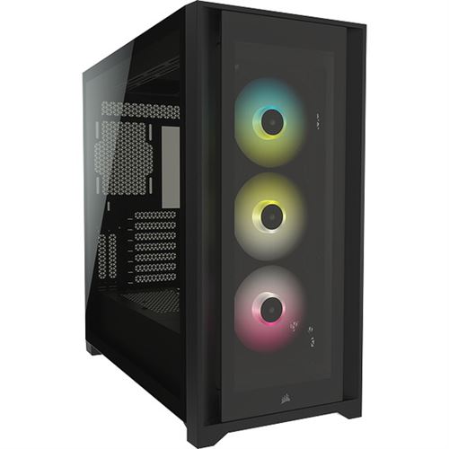 Corsair Icue 5000X Rgb - Tour - Atx - Panneau Latéral Fenêtré (Verre Trempé) - Pas D'Alimentation (Atx) - Noir - Usb/Audio