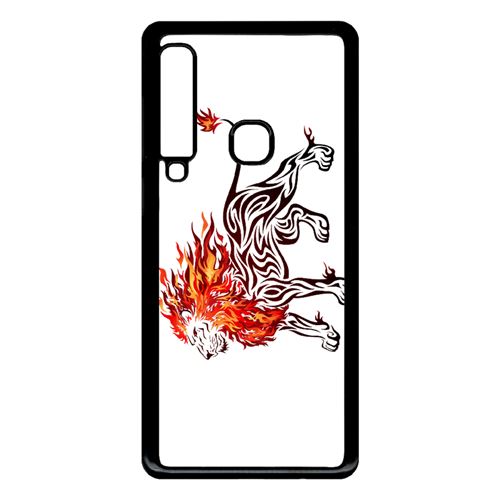 Coque My-Kase pour Galaxy A9 (2018) - lion en feu - Plastique Noir