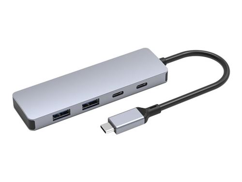 DLH - Concentrateur (hub) - USB-C (M) avec 2x USB-C (F) et 2x USB-A (F)