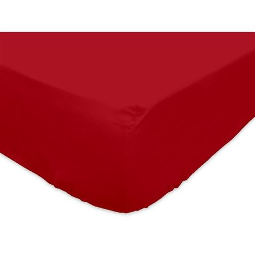 SOLEIL dOCRE Drap housse 100% Coton 160x200 cm Rouge