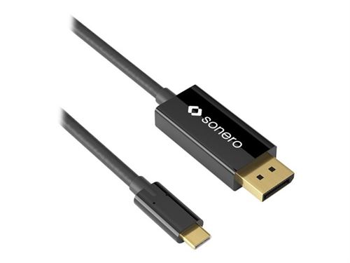 Sonero - Câble vidéo/audio - USB-C mâle pour DisplayPort mâle - 2 m - double blindage - noir - rond support 4K