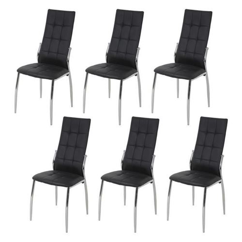 Lot de 6 chaises - Simili noir - L 44 x P 54 x H 100 cm - GEORGE