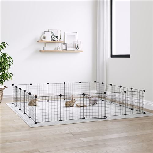 Comparer les prix de 3114019  vidaXL Cage animaux de compagnie à 20 panneaux et porte Noir 35x35 cm