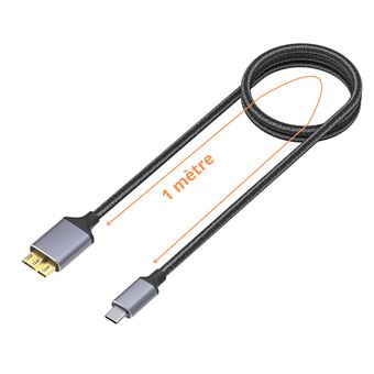 Câble USB Type C Vers Micro B 1 Mètre - Pour Disque Dur Externe Et Autres Appareils - Neuf
