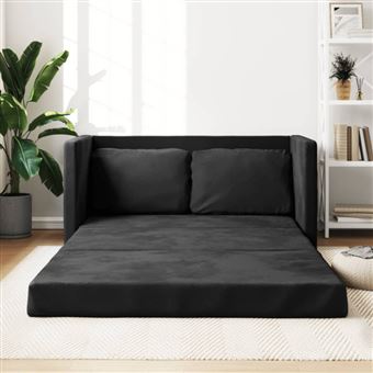 vidaXL Canapé-lit 2 en 1 noir 122x204x55 cm velours - 1