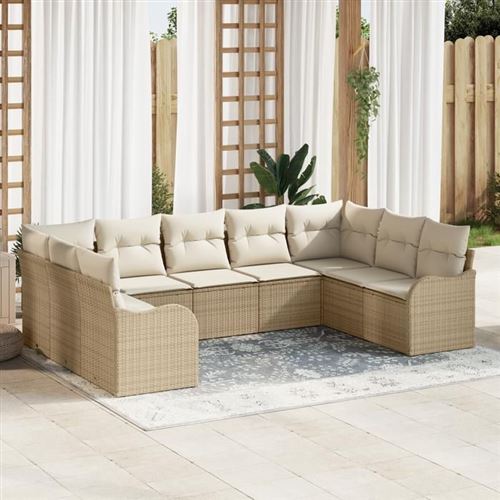 vidaXL - Ensemble de Canapé de Jardin - 9 Pièces - Beige - Image 2