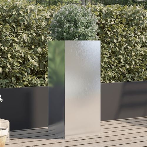 VIDAXL - Pot de fleurs - Acier inoxydable - 32 x 29 x 75 cm - Argenté - Image 2