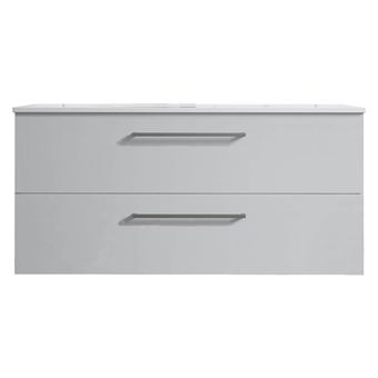 Meuble de salle de bain suspendu 100cm DOUBLE CLASSIC blanc brillant - Vasque en céramique - 1