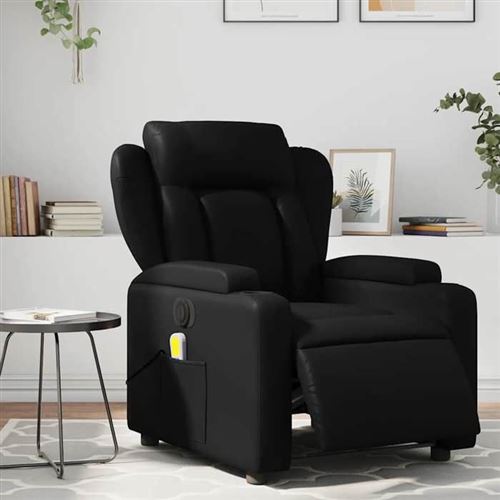 VIDAXL - Fauteuil de relaxation - Massage électrique - Similicuir - Noir - Image 2
