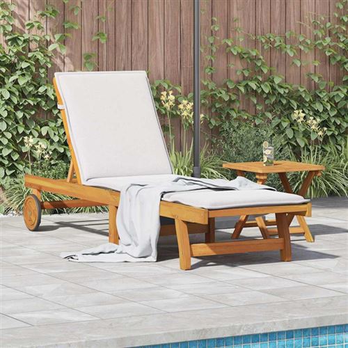 Vidaxl - Lettino Prendisole Con Tavolino Legno Massello Di Acacia