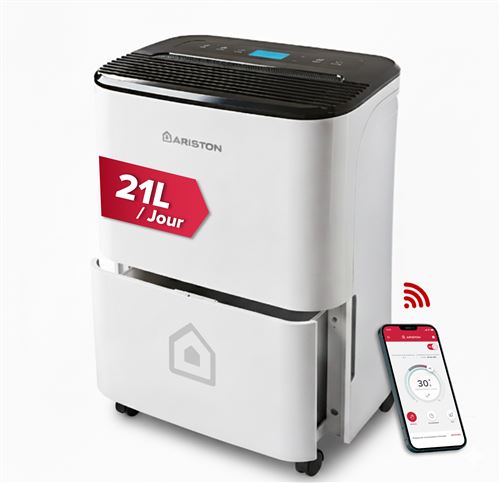 Non Communiqué Blanc Déshumidificateur Intérieur Connecté 21L - Ariston Deos 21S Net Wifi - Intelligent, Silencieux, Jusqu'à 52M²