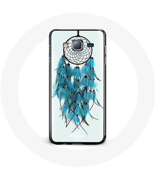 Coque pour Samsung Galaxy j3 2016 Attrape Rêve Bleu Fond Blanc Maniacase