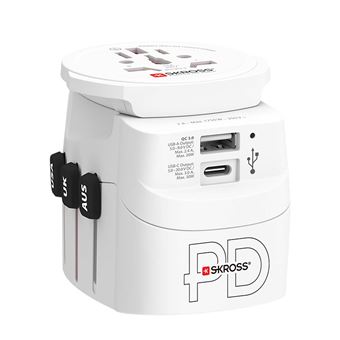 Adaptateur de Voyage Universel USB-A et USB-C Power Delivery 50W PRO Light World Skross Blanc - 1