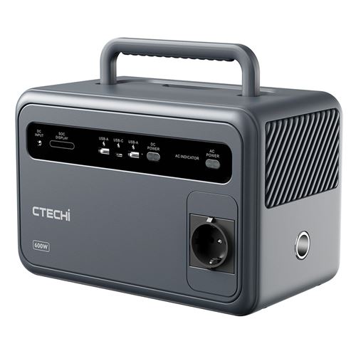Centrale électrique portable CTECHi GT600 600W 384Wh LiFePO4 batterie générateur solaire ca sortie d'onde sinusoïdale Pure lumière LED