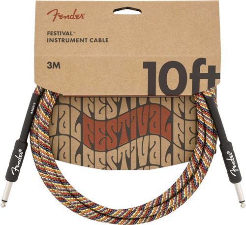 Câble jack Fender Festival Instrument, Pure Hemp, Rainbow - 3m