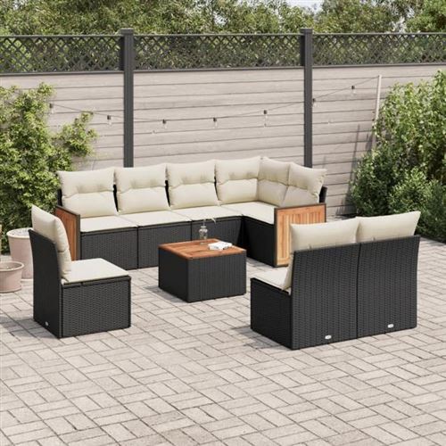 Non Communiqué Noir Vidaxl Salon De Jardin Avec Coussins 9 Pcs, Canapés De Terrasse, Ensemble De Meubles De Patio, Mobilier D'extérieur, 3260131