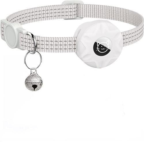Comparer les prix de Réfléchissant Collier Chat pour AirTag Wabecil avec Support Air Tag et Cloche et Boucle de Sécurité, Blanc