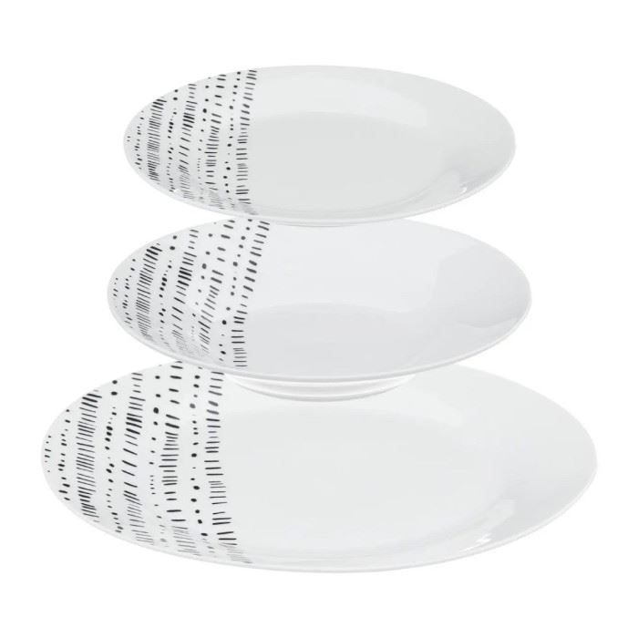 Service De Table 18 Pièces Secret De Gourmet - Assiettes Plates, Creuses Et Dessert 27cm - Blanc Classique