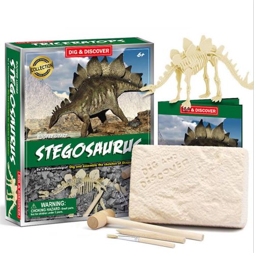 Dinosaur Dig Kit Stegosaurus Jouet,Qumox Dino Skeleton Fossil Excavation Kit Réaliste Dinosaure Modèle Jouets Éducatifs Dinosaure Jurassic World Cadeau pr Enfants Garçons Filles