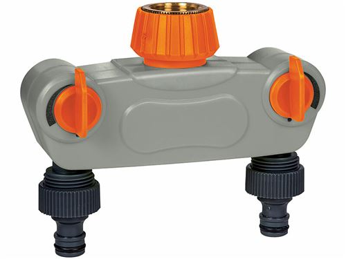 Royal Gardineer : Répartiteur d'eau réglable à 2 voies avec raccord métallique