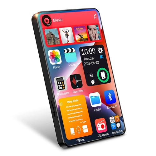 LINFE Lecteur de musique et de vidéo MP5 à écran tactile Bluetooth 4.0 pouces, mémoire de 16 Go, lecteur MP3 HD 1080P - Noir