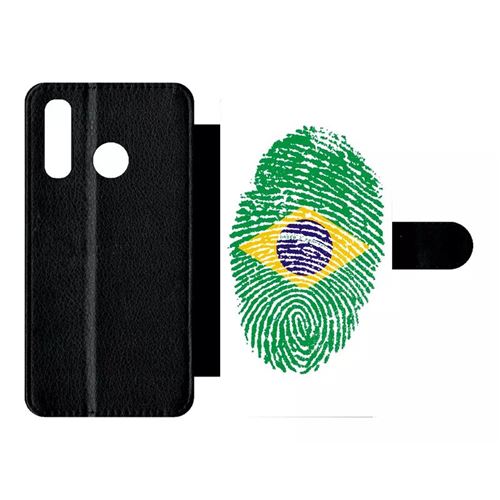 Etui My-Kase pour P30 lite - 60 empreinte digitale drapeau bresil brazil - Simili-cuir Noir