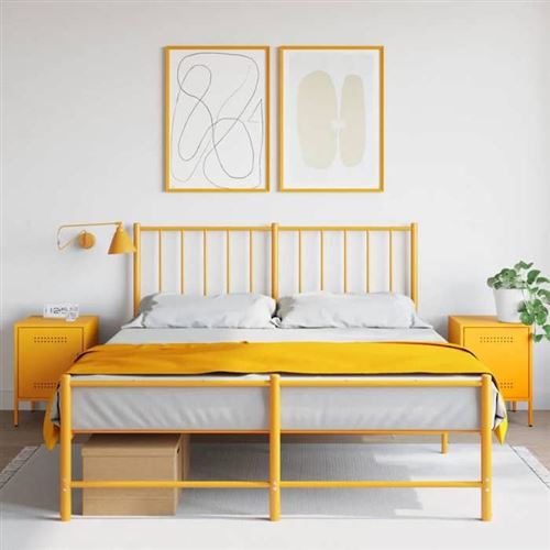 VIDAXL - Table de chevet - Acier - Jaune - 36x39x50,5 cm - Lot de 2 - Image 2