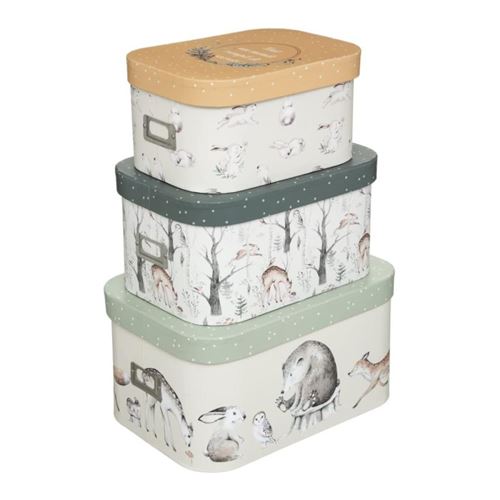 Atmosphera for Kids - Lot de 3 Boîtes de Rangement "Forêt" 36cm Multicolore