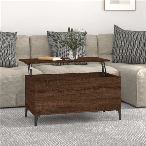 Non Communiqué Marron Vidaxl Table Basse Chêne 90X44,5X45 Cm Bois D'ingénierie819595 - Image 1