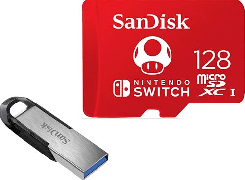 Sandisk 128gb ultra microsdxc adaptateur de carte nintendo