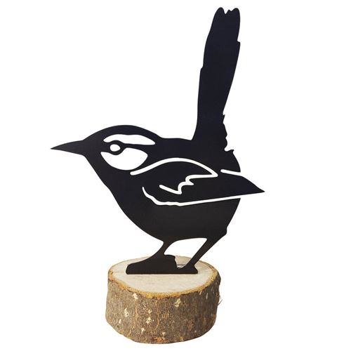 Silhouette en Métal Sculpture d'oiseau FONGWAN Pivert Animal Décoration de jardin-Noir