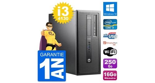 Pc tour hp prodesk 600 g1 intel i3-4130 ram 16go disque 250go windows 10 wifi