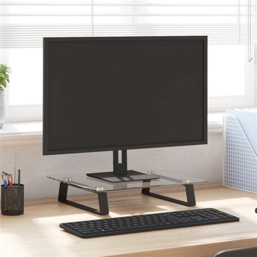 vidaXL Support de moniteur noir 40x35x8 cm verre trempé et métal