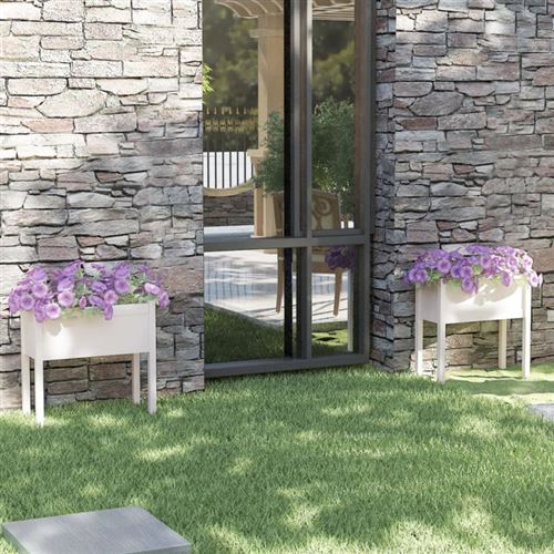VIDAXL - Jardinière - Bois de Pin Massif - 70x31x70 cm - Blanc - Image 3