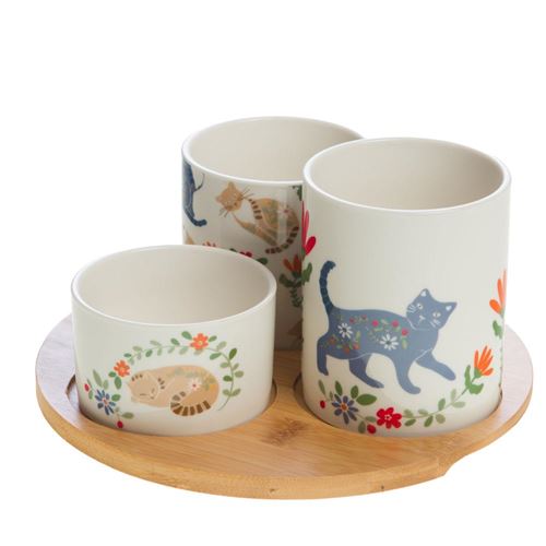Non Communiqué Blanc Plat Rond Et Ses 3 Bols Loris - Amadeus - Porcelaine