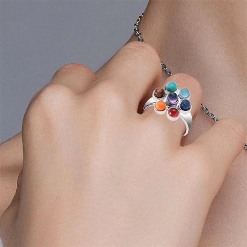 Bague argent fleur de vie des 7 chakras pierres naturelles