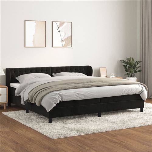 vidaXL Sommier à lattes de lit et matelas Noir 200x200 cm Velours3127693