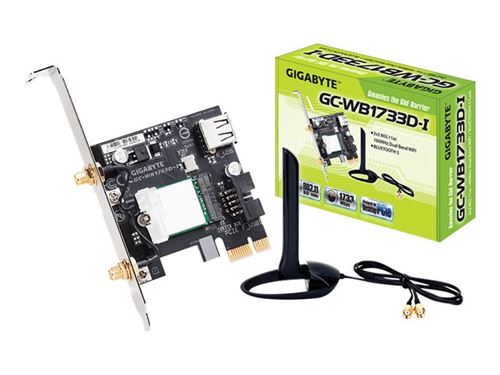 Gigabyte GC-WB1733D-I (rev. 1.0) - Adaptateur réseau - PCIe - 802.11a, 802.11b/g/n, 802.11ac Wave 2, Bluetooth 5.0