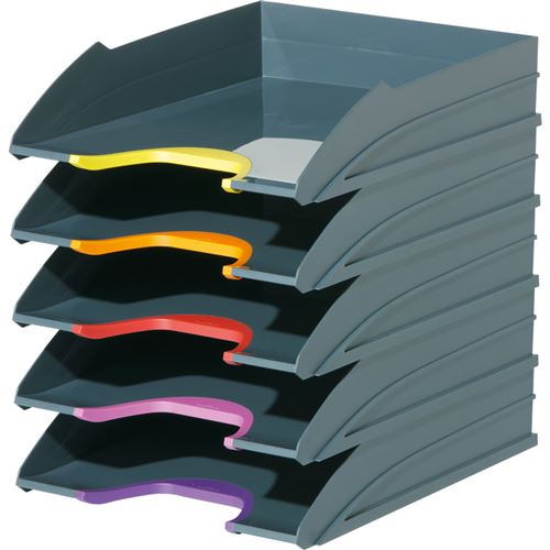 DURABLE Set corbeille à courrier VARICOLOR, gris / couleurs