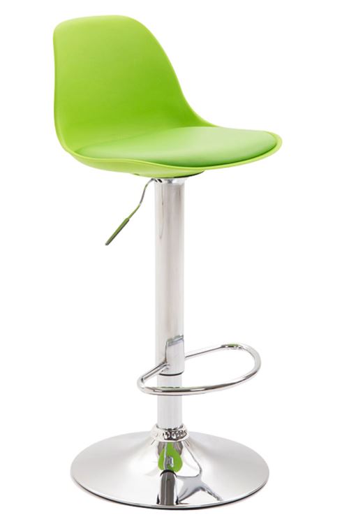 Tabouret de bar Kiel Similicuir et coque en plastique , Vert-Chrome