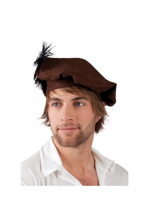 Coiffe Medievale Marron Avec Plume - Marron