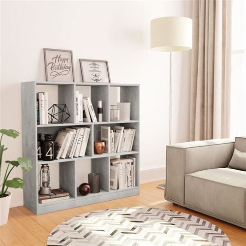 vidaXL Bibliothèque Gris cement 97,5 x 29,5 x 100 cm Aggloméré