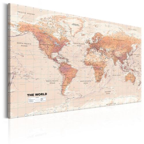 Tableau - World Map: Orange World .Taille : 90x60