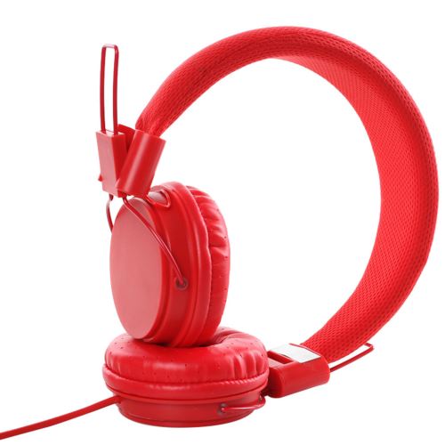 Casque DJ Bass avec microphone 3,5 mm filaire sur l'oreille écouteurs stéréo pliable rouge