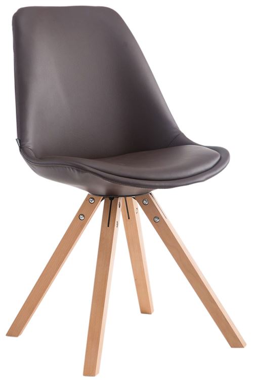 Chaise de salle à manger Laval pieds carrés en bois de chêne Nature - Siège Marron
