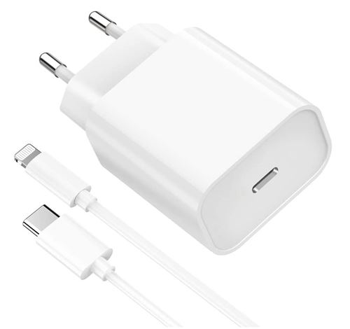 Bloc Chargeur Rapide USB C 20W pour Apple iPhone 15, 14, 13, 12, 11 Pro  Max, 8, 7, X, XS, XR, SE Embout Prise Secteur Adaptateur Universel Tete de