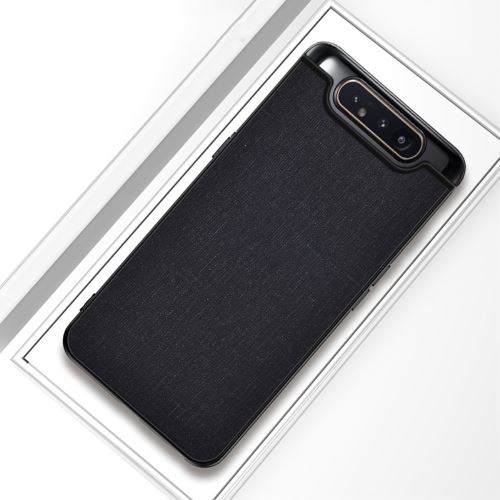 Coque en TPU hybride de tissu mat noir pour votre Samsung Galaxy A80